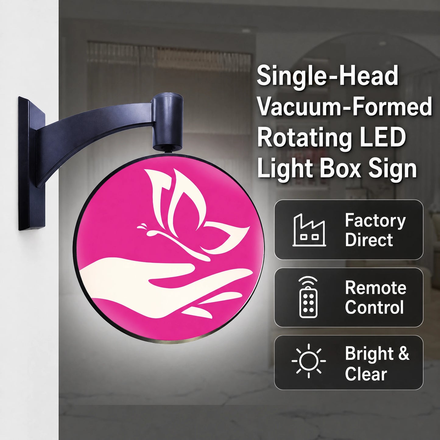 LQ Single-Head Vacuum-Formed Rotating LED Light Box Sign