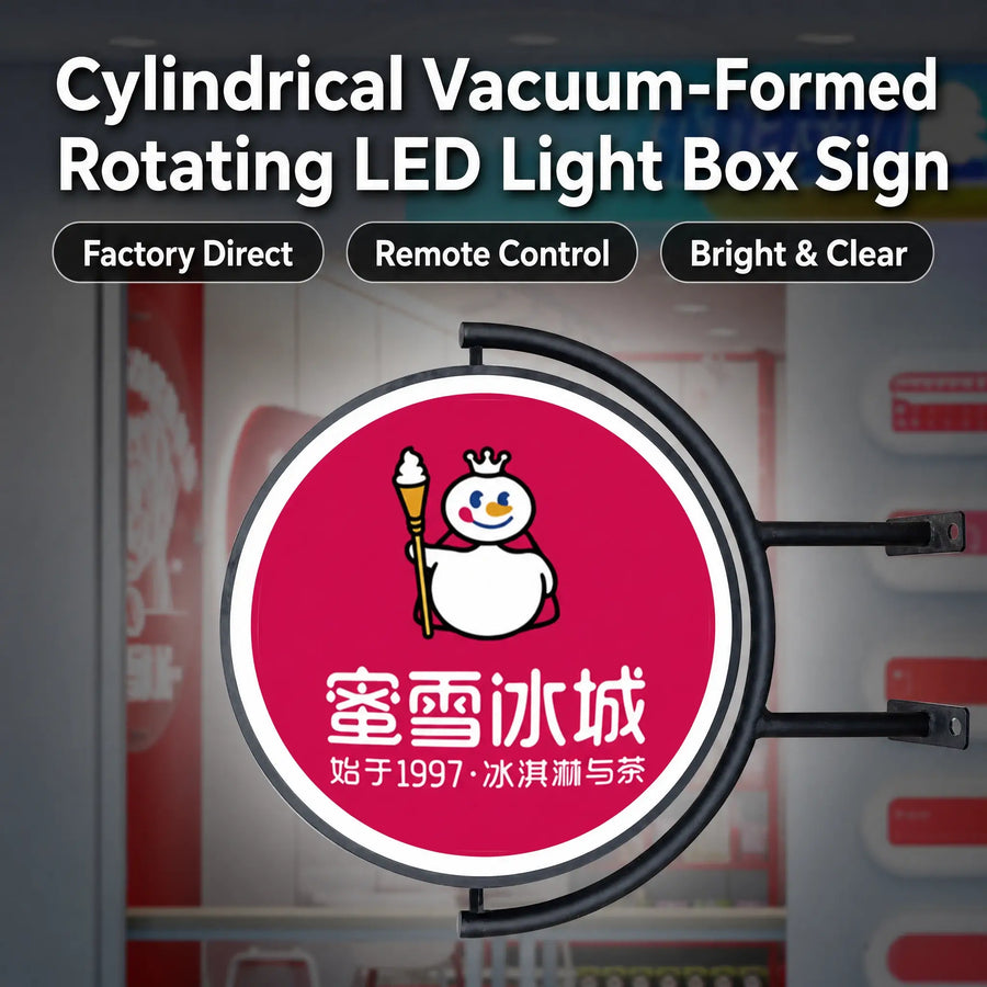 LQ Cylindrical Vacuum-Formed Rotating LED Light Box Sign
