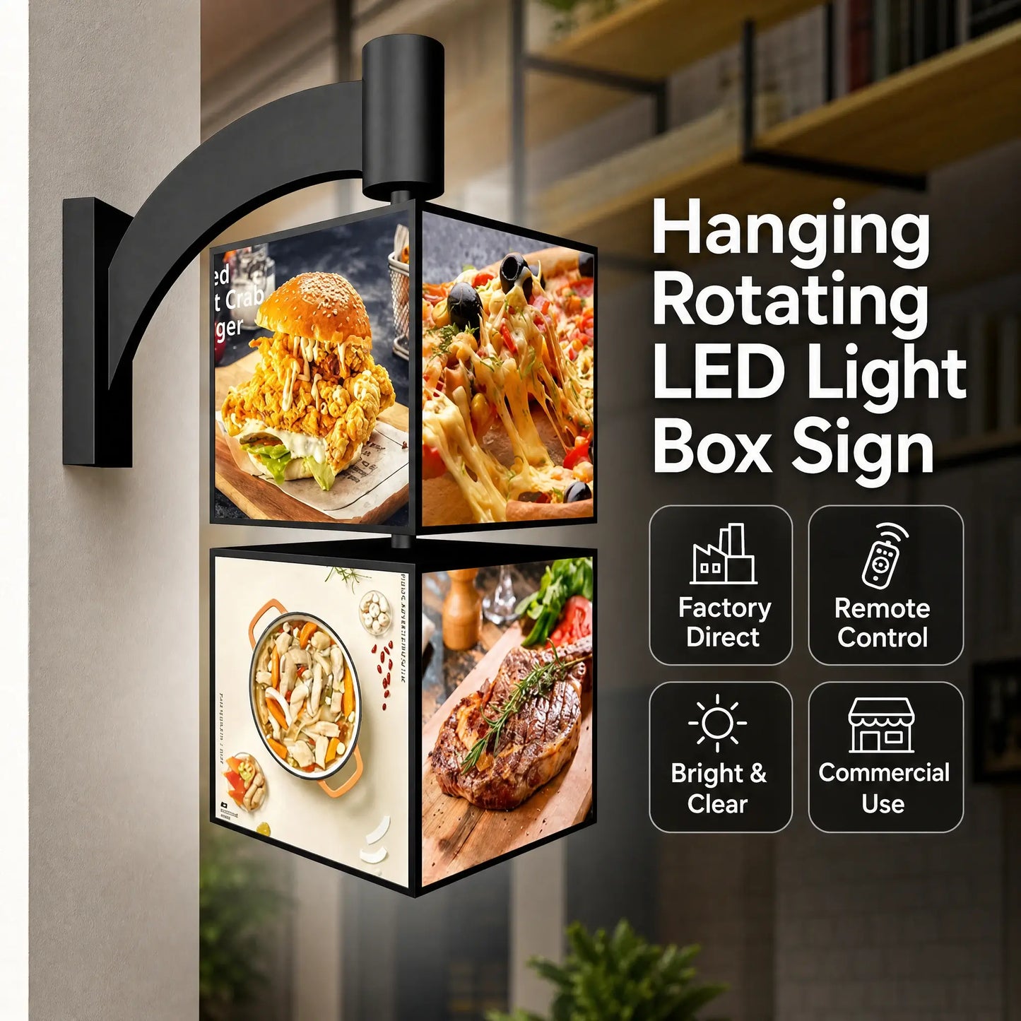 LQ Hanging Rotating LED Light Box Sign