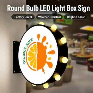 Letrero luminoso LED en caja, bombilla redonda LQ